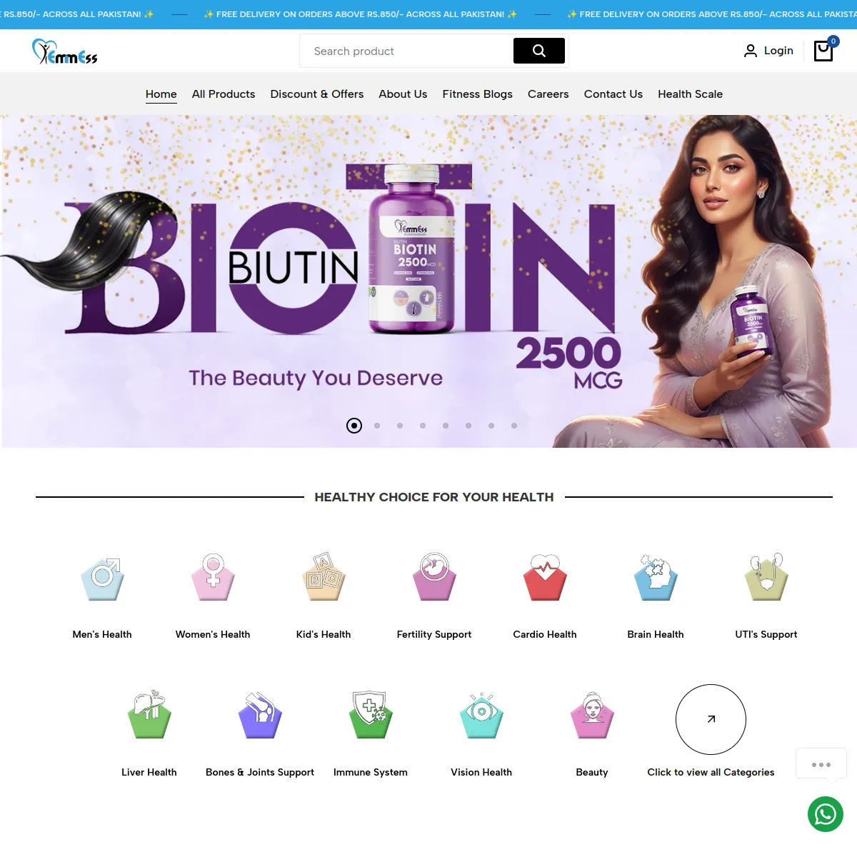 Emmess Nutra website screenshot